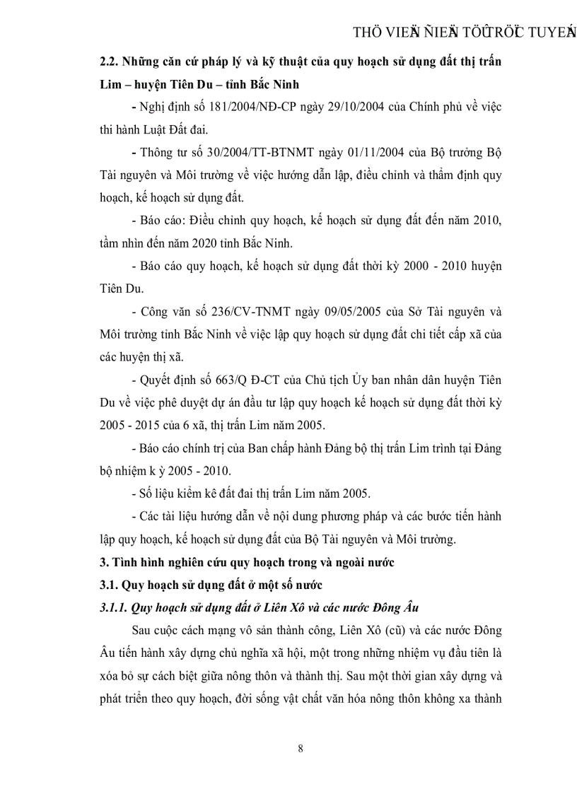 image for page Quy hoạch sử dụng đất thị trấn Lim huyện Tiên Du tỉnh Bắc Ninh giai đoạn 2007 2015