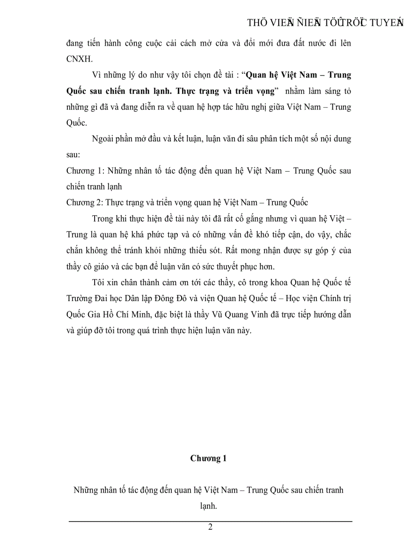 image for page Quan hệ Việt Nam Trung Quốc sau chiến tranh lạnh Thực trạng và triển vọng