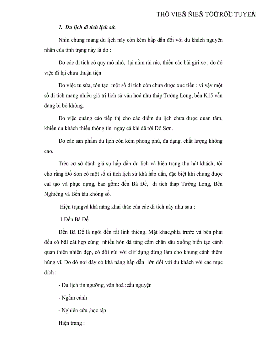 image for page Hiện trang khả năng khai thác và giải pháp sử dụng hợp lý tiềm năng du lịch di tích lịch sử văn hóa của thị xã Đồ Sơn