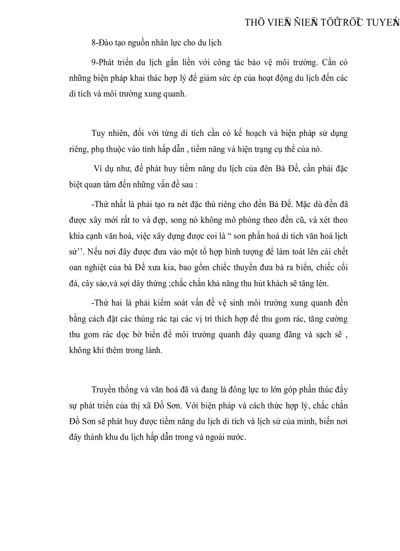 image for page Hiện trang khả năng khai thác và giải pháp sử dụng hợp lý tiềm năng du lịch di tích lịch sử văn hóa của thị xã Đồ Sơn