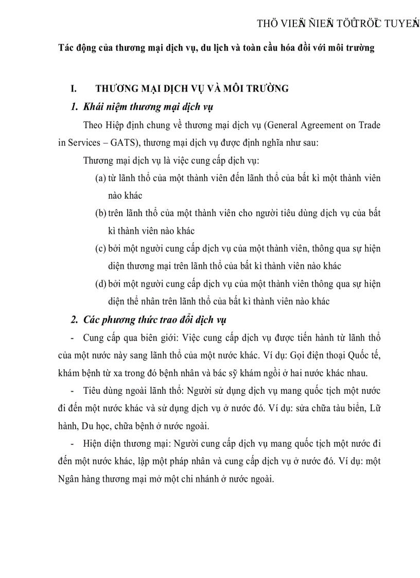 image for page Tác động của thương mại dịch vụ du lịch và toàn cầu hóa đồi với môi trường