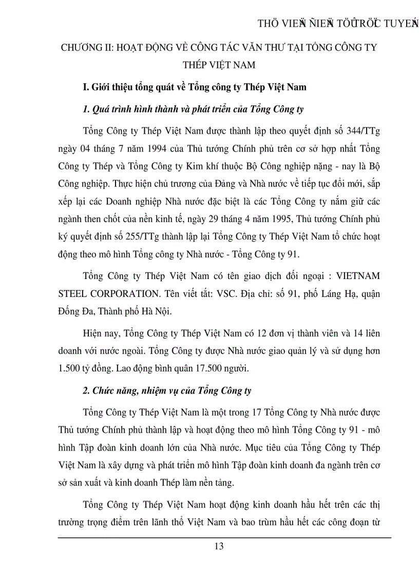 image for page Một số biện pháp nhằm nâng cao hiệu quả công tác văn thư tại Tổng Công ty Thép Việt Nam