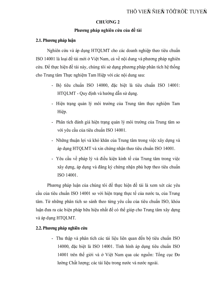 image for page Nghiên cứu xây dựng Hệ thống quản lý môi trường theo tiêu chuẩn ISO 14001 cho Trung tâm thực nghiệm Tam Hiệp Viện nghiên cứu Mỏ và Luyện kim Bộ Công nghiệp