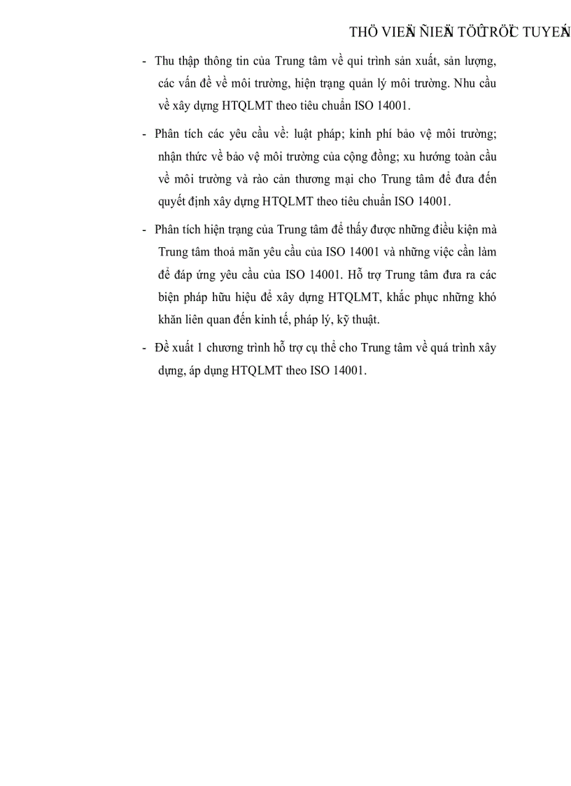 image for page Nghiên cứu xây dựng Hệ thống quản lý môi trường theo tiêu chuẩn ISO 14001 cho Trung tâm thực nghiệm Tam Hiệp Viện nghiên cứu Mỏ và Luyện kim Bộ Công nghiệp