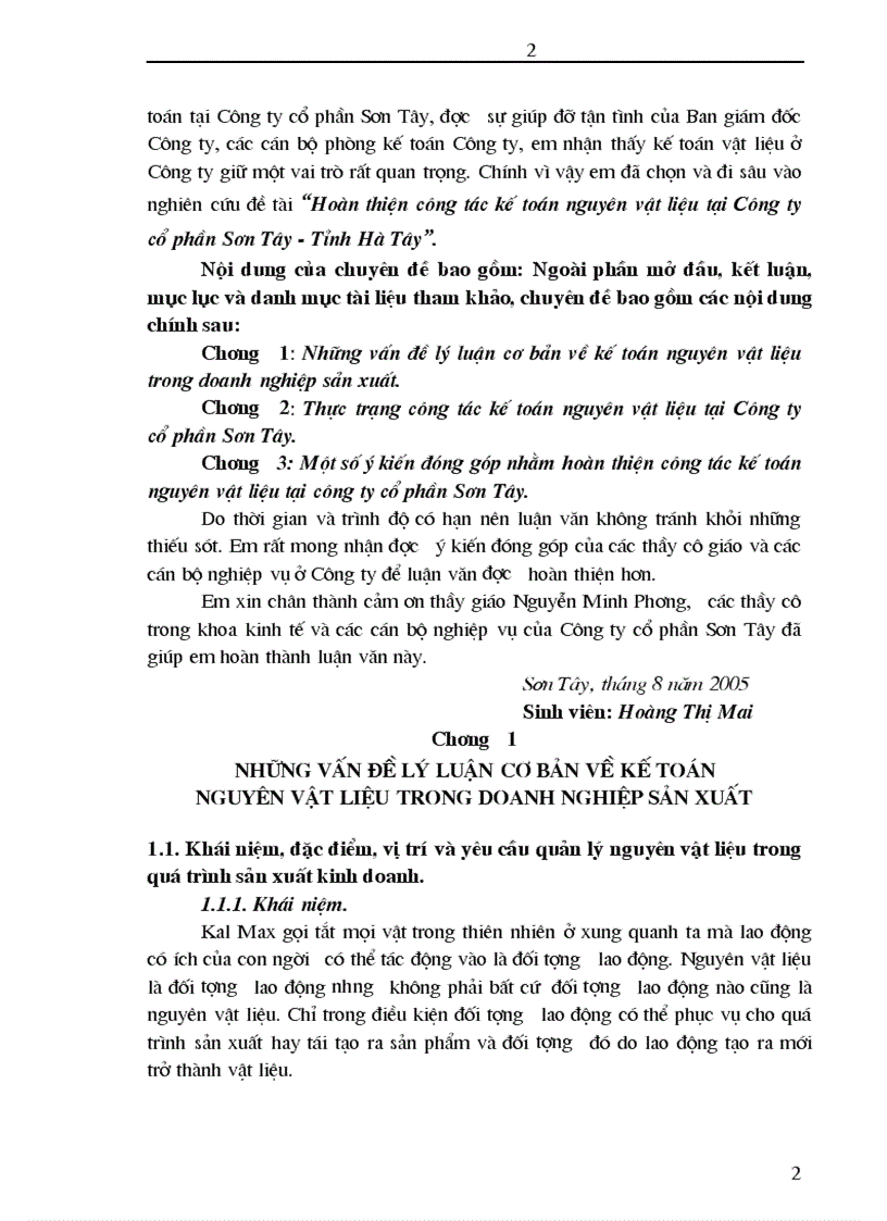 image for page Hoàn thiện công tác kế toán nguyên vật liệu tại Công ty cổ phần Sơn Tây Tỉnh Hà Tây