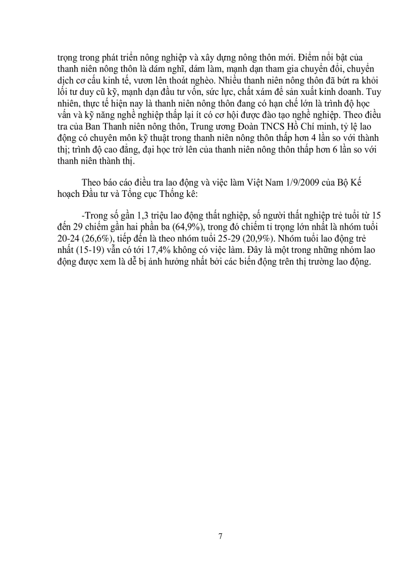 image for page Thực trạng nguyên nhân và giải pháp của tình trạng thiếu việc làm của thanh niên nông thôn hiện nay