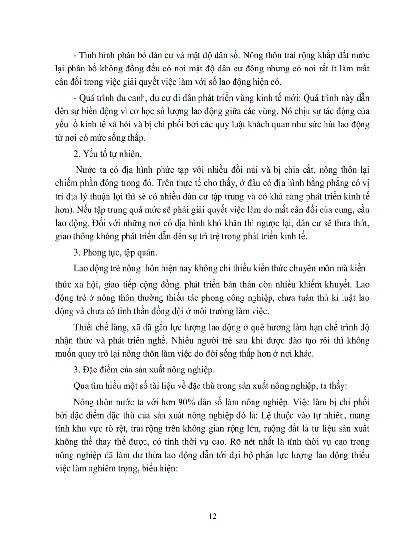 image for page Thực trạng nguyên nhân và giải pháp của tình trạng thiếu việc làm của thanh niên nông thôn hiện nay