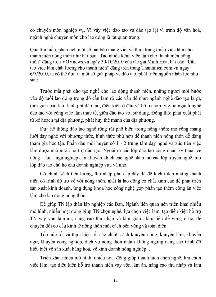 image for page Thực trạng nguyên nhân và giải pháp của tình trạng thiếu việc làm của thanh niên nông thôn hiện nay