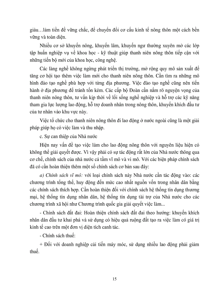 image for page Thực trạng nguyên nhân và giải pháp của tình trạng thiếu việc làm của thanh niên nông thôn hiện nay