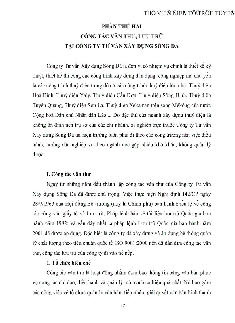 image for page Nghiên cứu khảo sát và trực tiếp thực hành qua các khâu nghiệp vụ của công tác văn thư công tác lưu trữ và quản trị văn phòng của Công ty Tư vấn Xây dựng Sông Đà