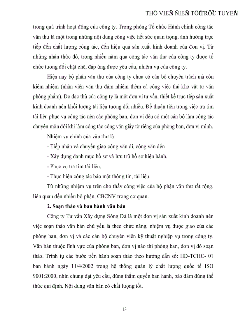 image for page Nghiên cứu khảo sát và trực tiếp thực hành qua các khâu nghiệp vụ của công tác văn thư công tác lưu trữ và quản trị văn phòng của Công ty Tư vấn Xây dựng Sông Đà