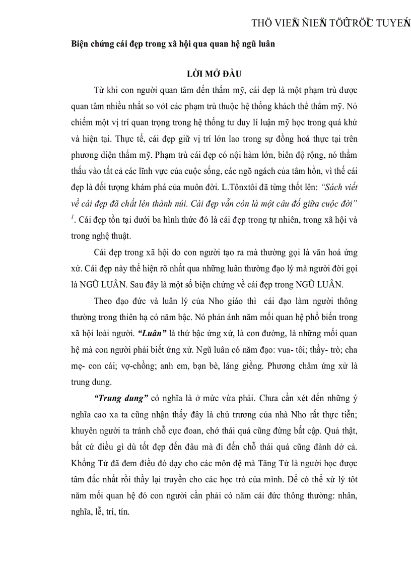 image for page Biện chứng cái đẹp trong xã hội qua quan hệ ngũ luân