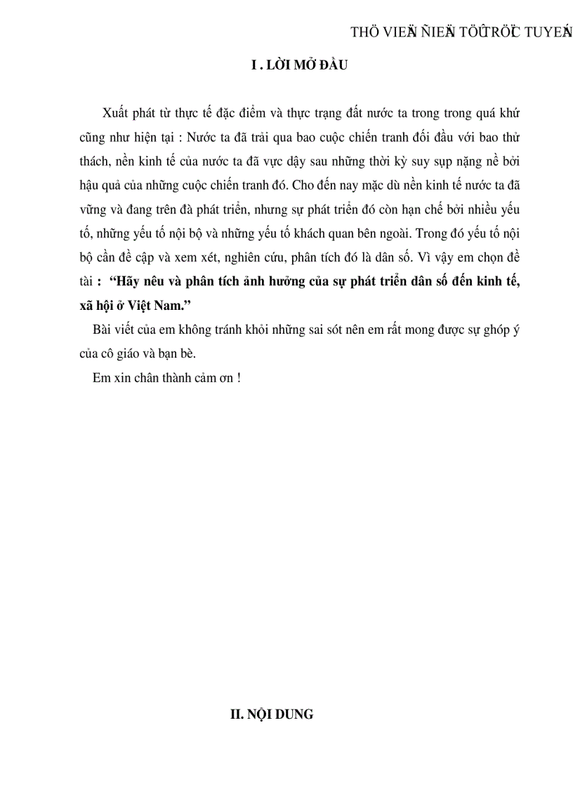 image for page Hãy nêu và phân tích ảnh hưởng của sự phát triển dân số đến kinh tế xã hội ở Việt Nam