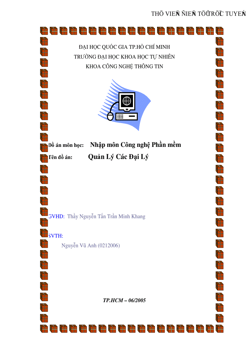 image for page Nhập môn Công nghệ Phần mềm Quản lý các đại lý