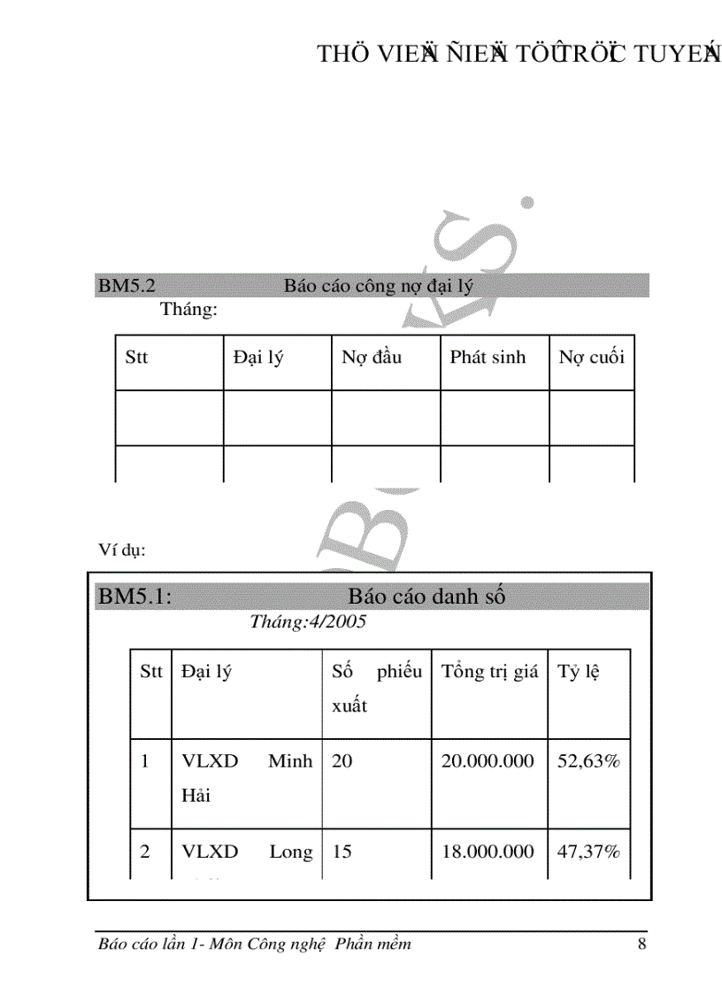 image for page Nhập môn Công nghệ Phần mềm Quản lý các đại lý