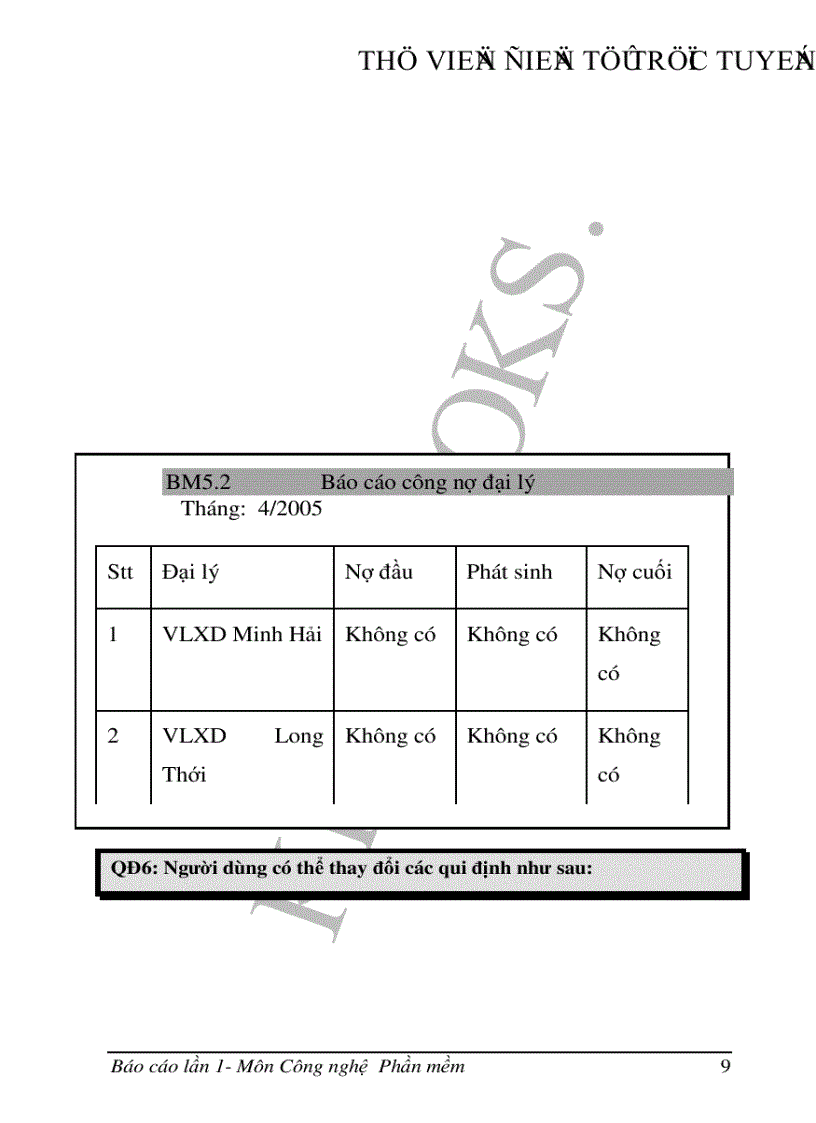 image for page Nhập môn Công nghệ Phần mềm Quản lý các đại lý