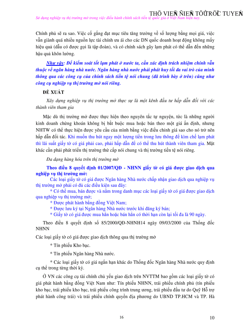 image for page Sử dụng nghiệp vụ thị trường mở trong việc điều hành chính sách tiền tệ quốc gia ở Việt Nam hiện nay