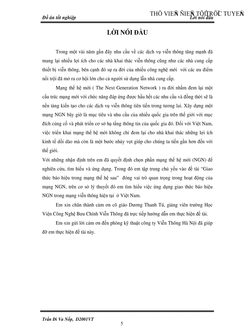 image for page Giao thức báo hiệu trong mạng thế hệ sau NGN