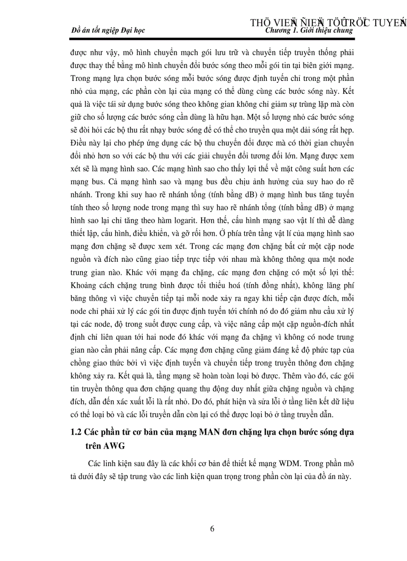 image for page Nghiên cứu mạng Man chuyển mạch gói đơn chặng lựa chọn bước sóng dựa trên AWG