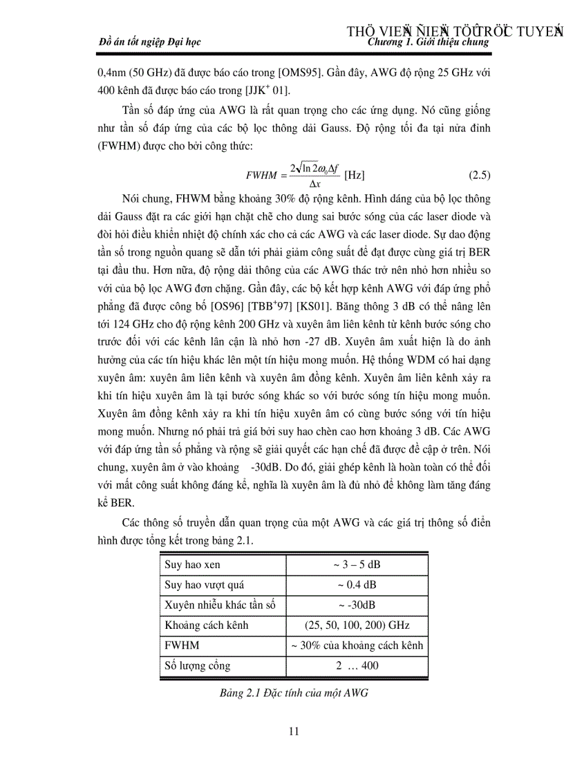 image for page Nghiên cứu mạng Man chuyển mạch gói đơn chặng lựa chọn bước sóng dựa trên AWG