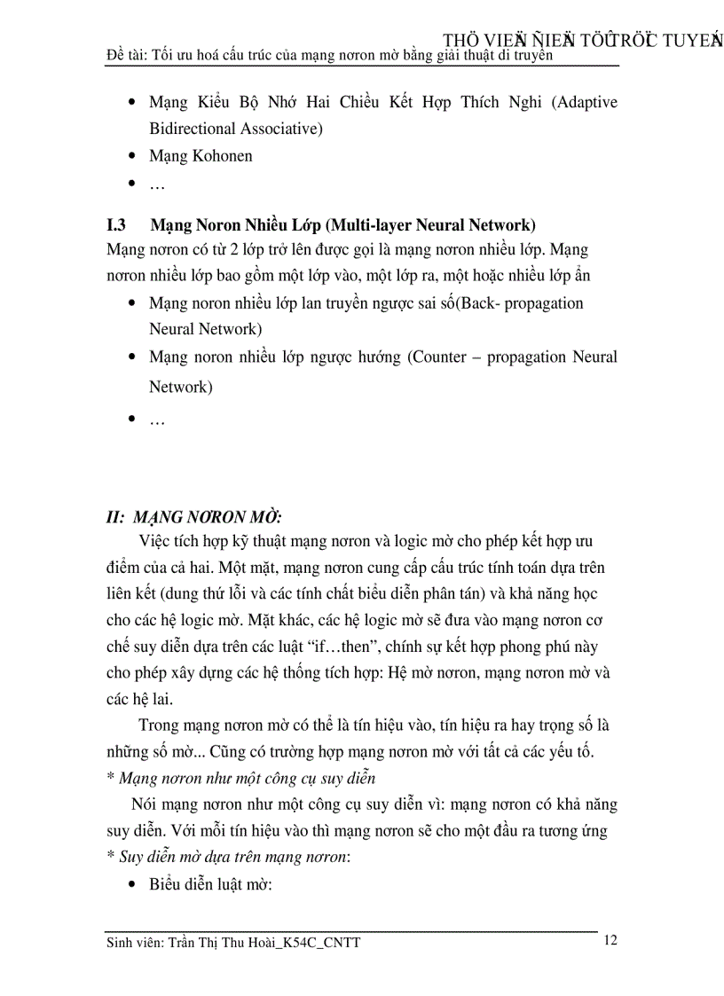 image for page Tối ưu hoá cấu trúc của mạng nơron mờ bằng giải thuật di truyền