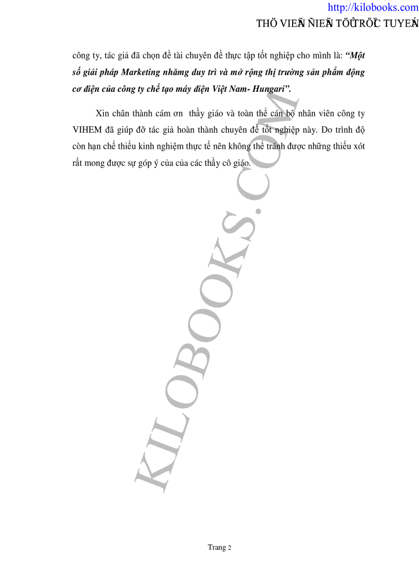image for page Một số giải pháp Marketing nhằm duy trì và mở rộng thị trường sản phẩm động cơ điện của Công ty chế tạo máy điện Việt Nam Hungari