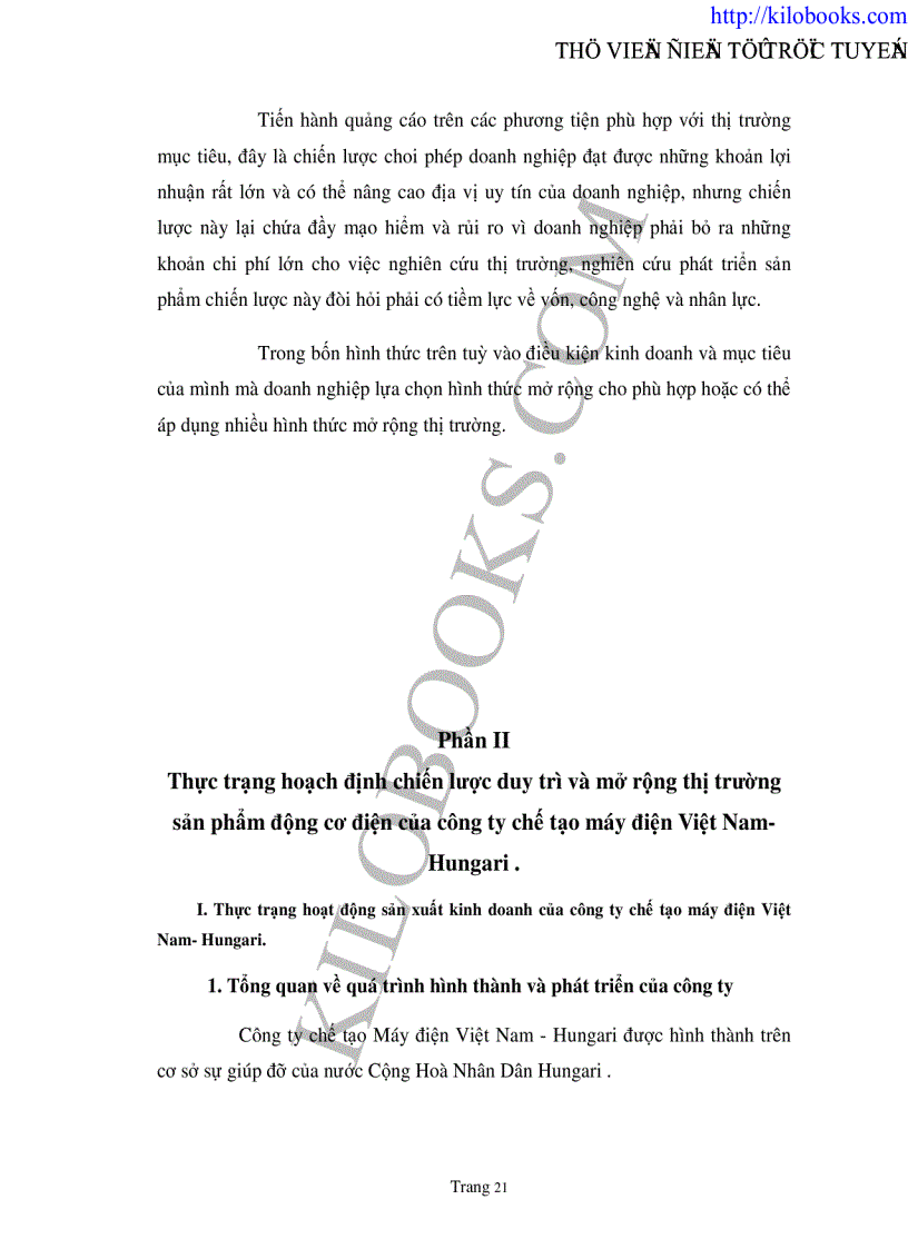 image for page Một số giải pháp Marketing nhằm duy trì và mở rộng thị trường sản phẩm động cơ điện của Công ty chế tạo máy điện Việt Nam Hungari