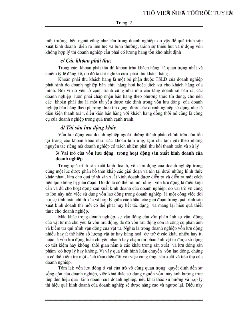 image for page Phân tích tình hình quản lý và sử dụng vốn lưu động tại Công ty Hữu Nghị Đà Nẵng