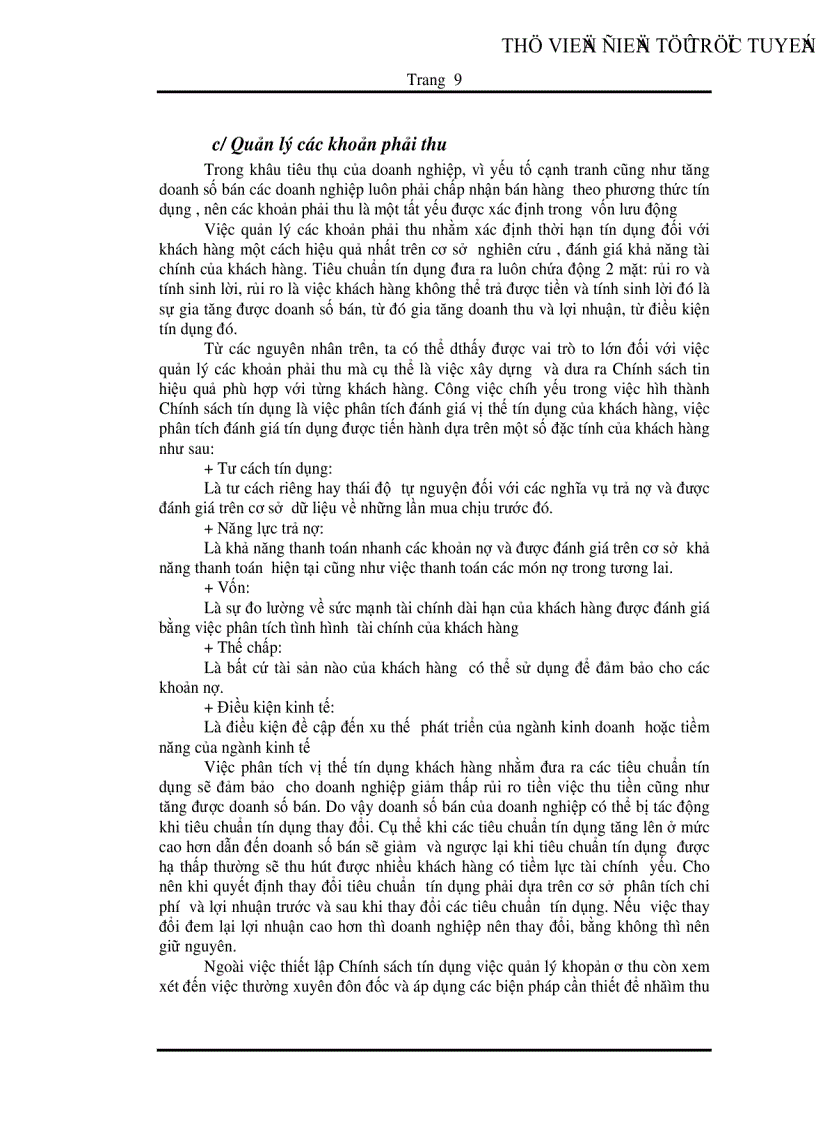 image for page Phân tích tình hình quản lý và sử dụng vốn lưu động tại Công ty Hữu Nghị Đà Nẵng