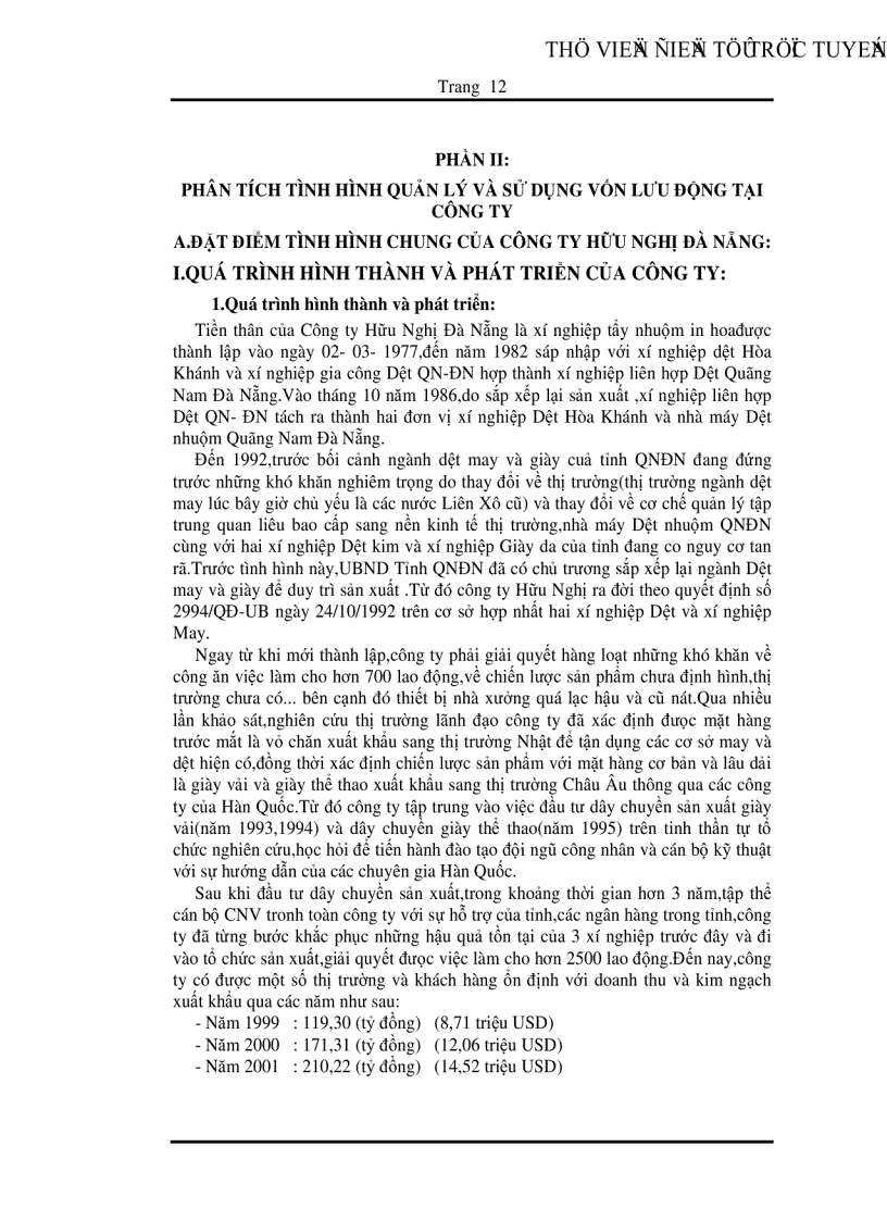 image for page Phân tích tình hình quản lý và sử dụng vốn lưu động tại Công ty Hữu Nghị Đà Nẵng