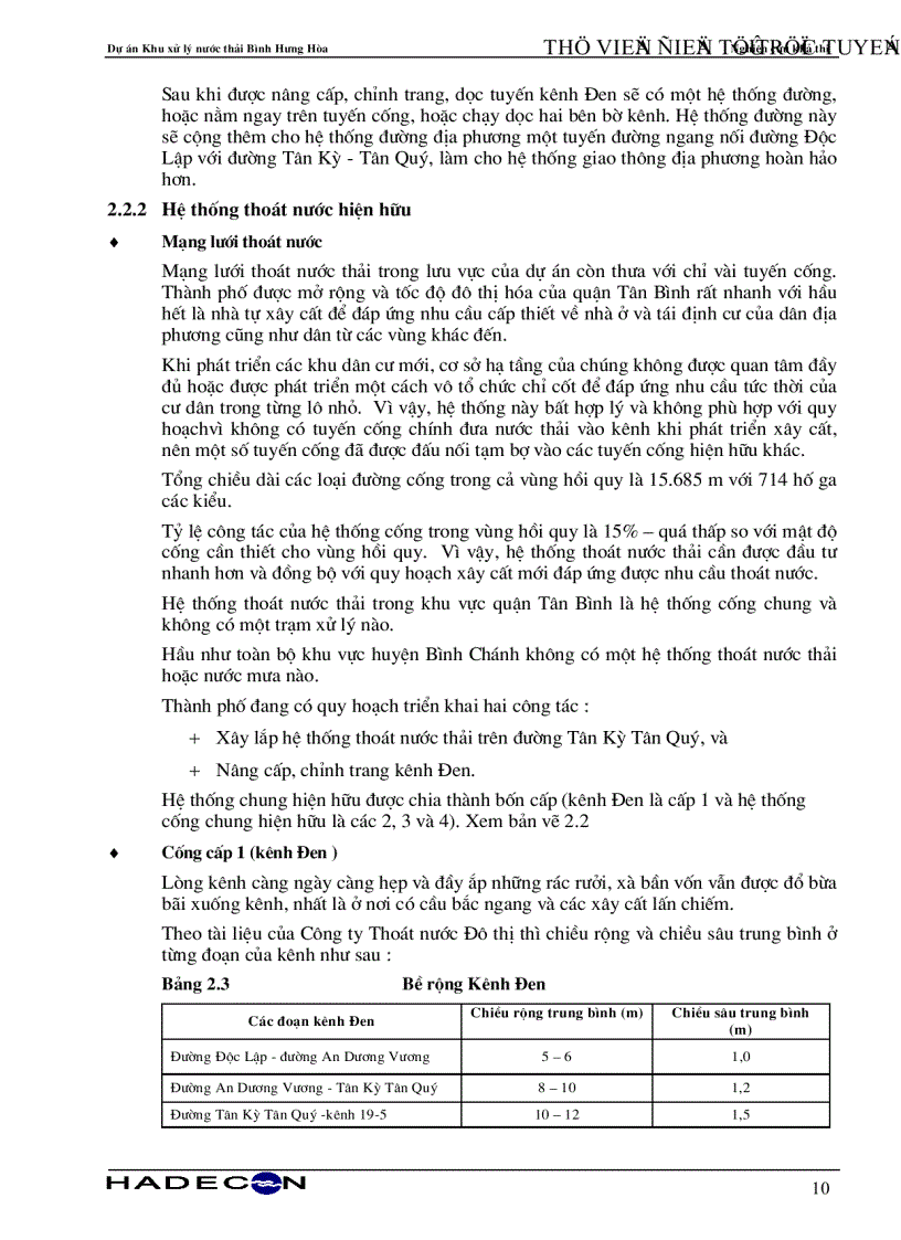 image for page Báo cáo nghiên cứu khả thi Dự án khu xử lý nước thải Bình Hưng Hòa