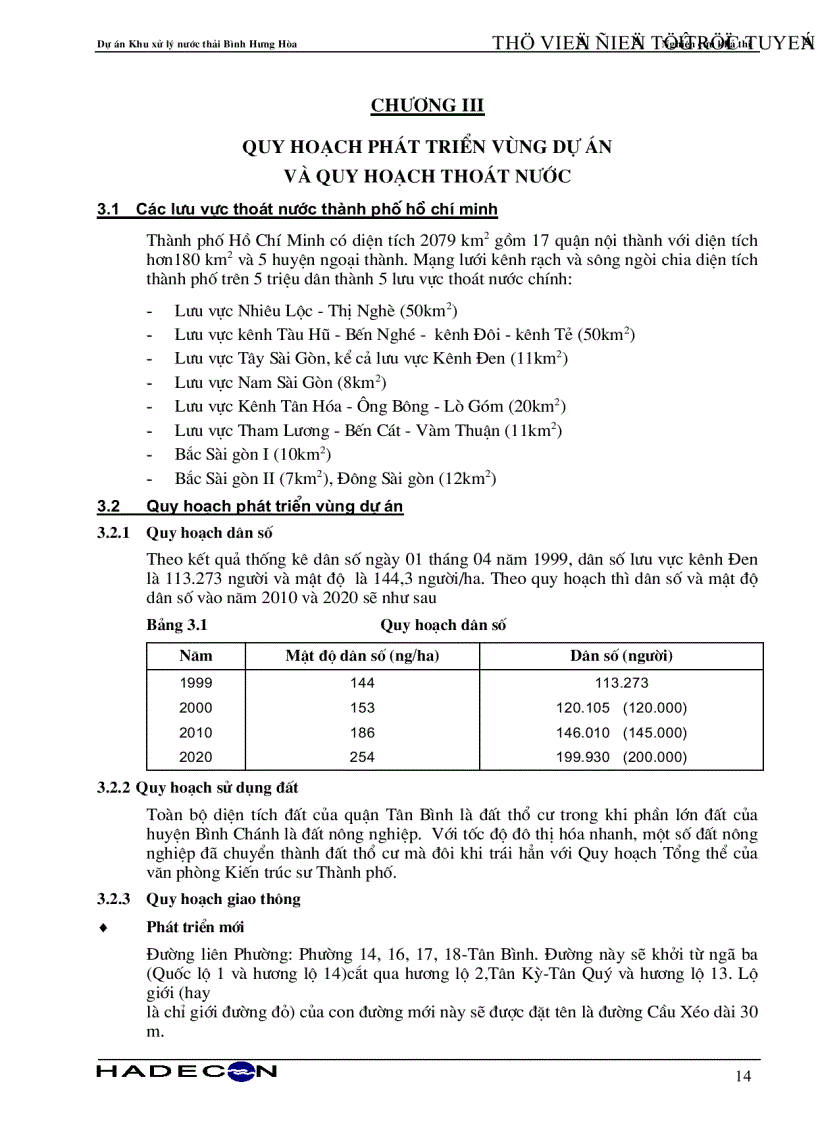 image for page Báo cáo nghiên cứu khả thi Dự án khu xử lý nước thải Bình Hưng Hòa