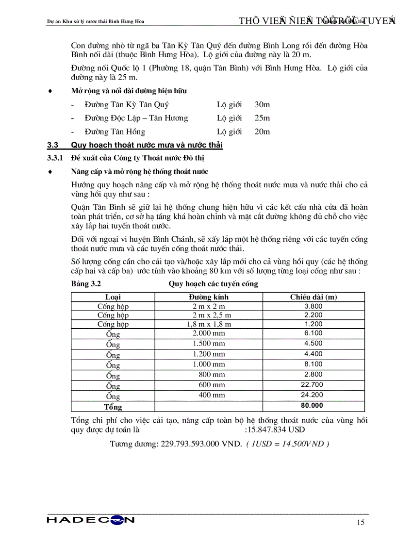 image for page Báo cáo nghiên cứu khả thi Dự án khu xử lý nước thải Bình Hưng Hòa