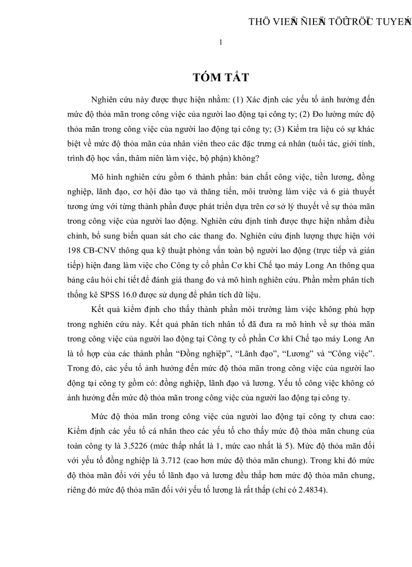 image for page Đo lường sự thỏa mãn trong công việc của người lao động tại Công ty cổ phần Cơ khí Chế tạo máy Long An