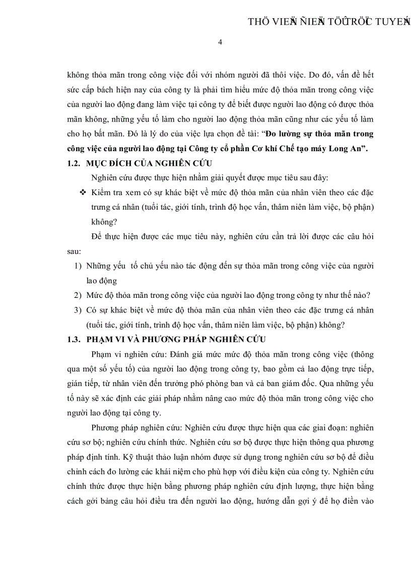 image for page Đo lường sự thỏa mãn trong công việc của người lao động tại Công ty cổ phần Cơ khí Chế tạo máy Long An