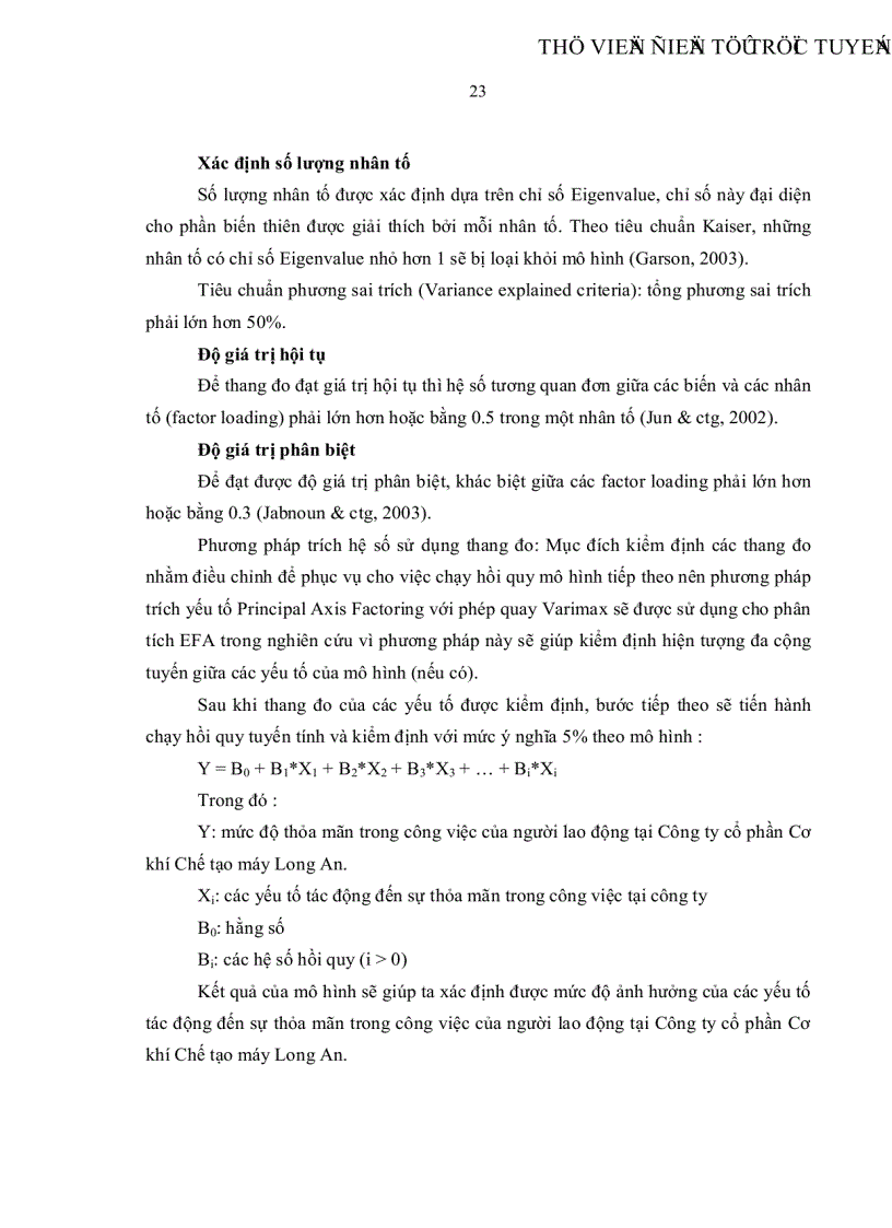 image for page Đo lường sự thỏa mãn trong công việc của người lao động tại Công ty cổ phần Cơ khí Chế tạo máy Long An