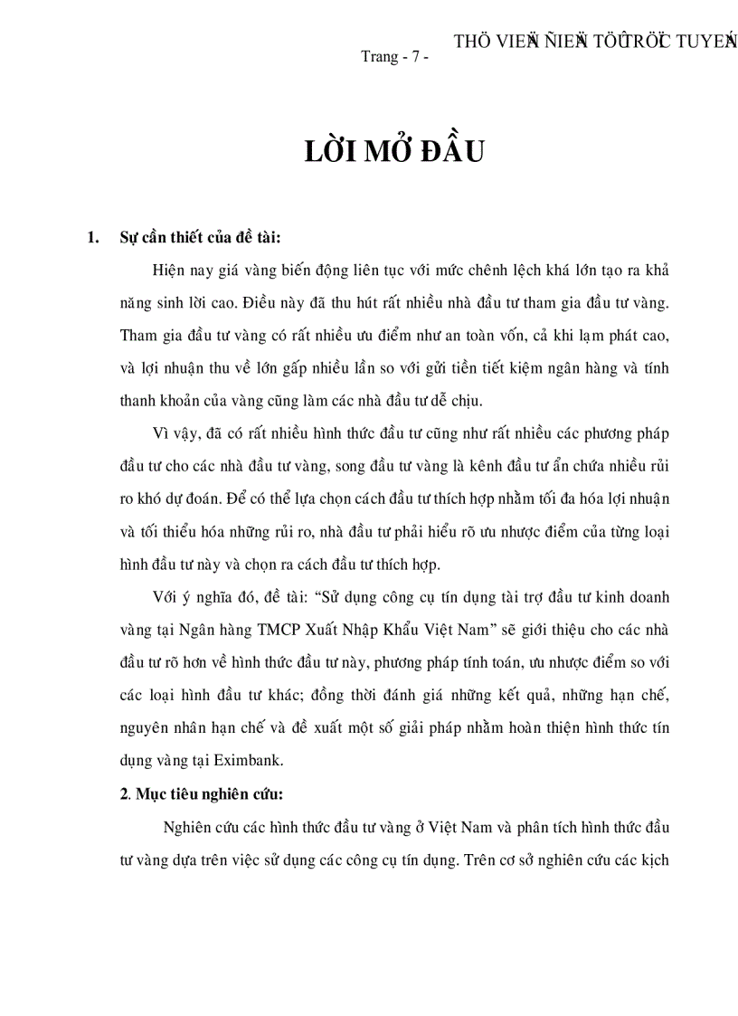 image for page Sử dụng công cụ tín dụng tài trợ đầu tư kinh doanh vàng tại Ngân hàng TMCP Xuất Nhập Khẩu Việt Nam