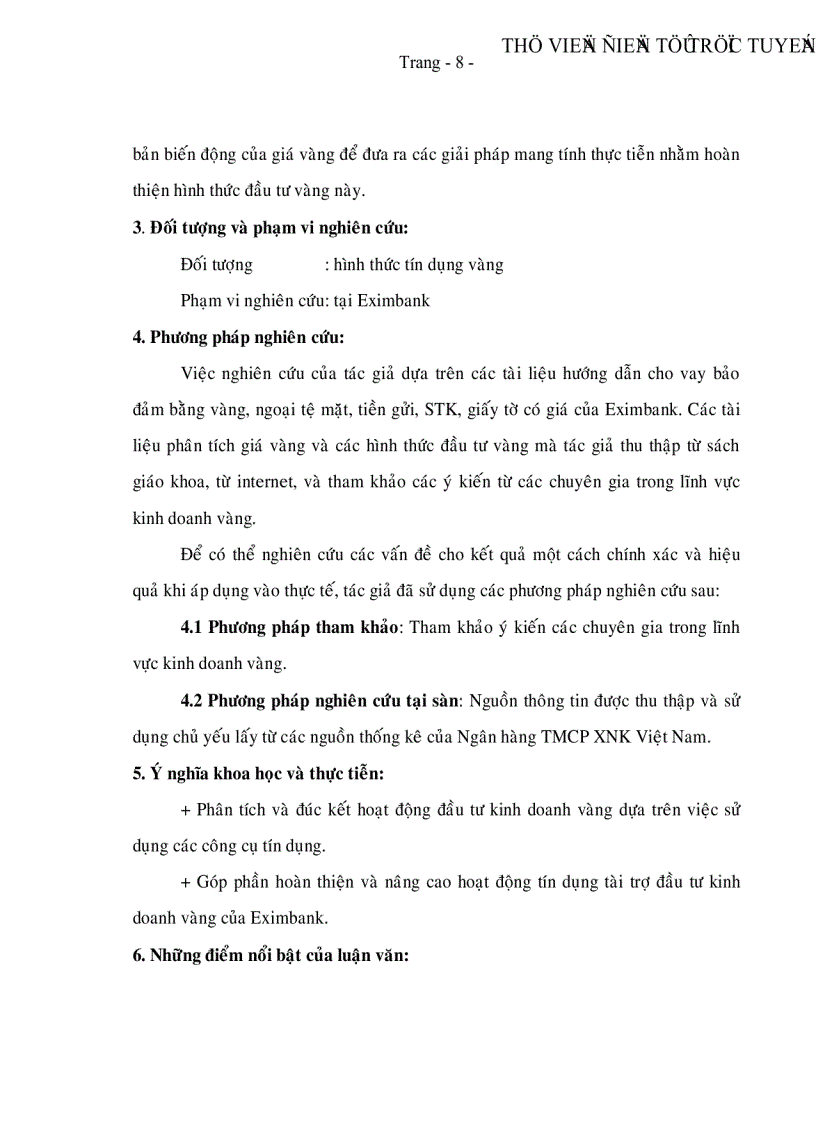 image for page Sử dụng công cụ tín dụng tài trợ đầu tư kinh doanh vàng tại Ngân hàng TMCP Xuất Nhập Khẩu Việt Nam