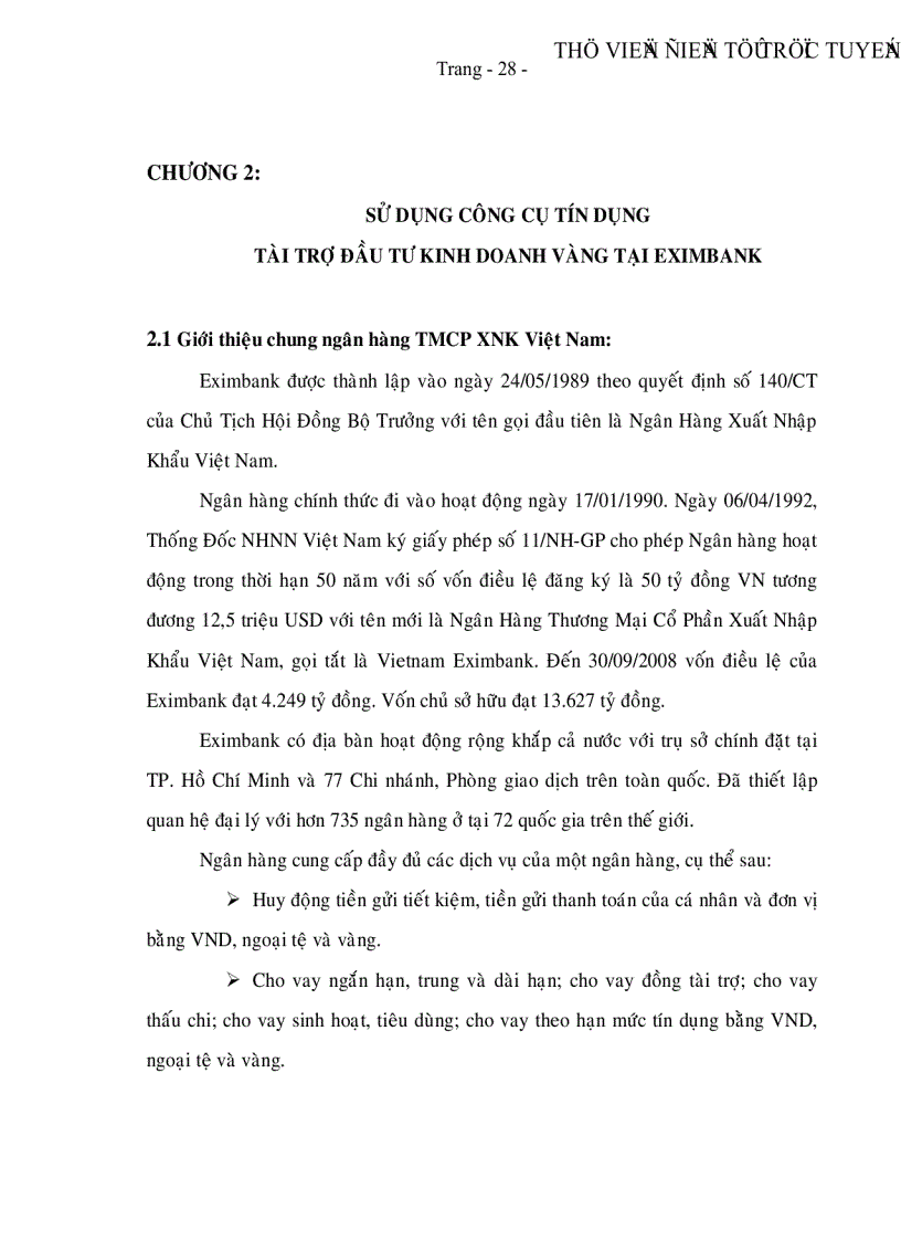 image for page Sử dụng công cụ tín dụng tài trợ đầu tư kinh doanh vàng tại Ngân hàng TMCP Xuất Nhập Khẩu Việt Nam