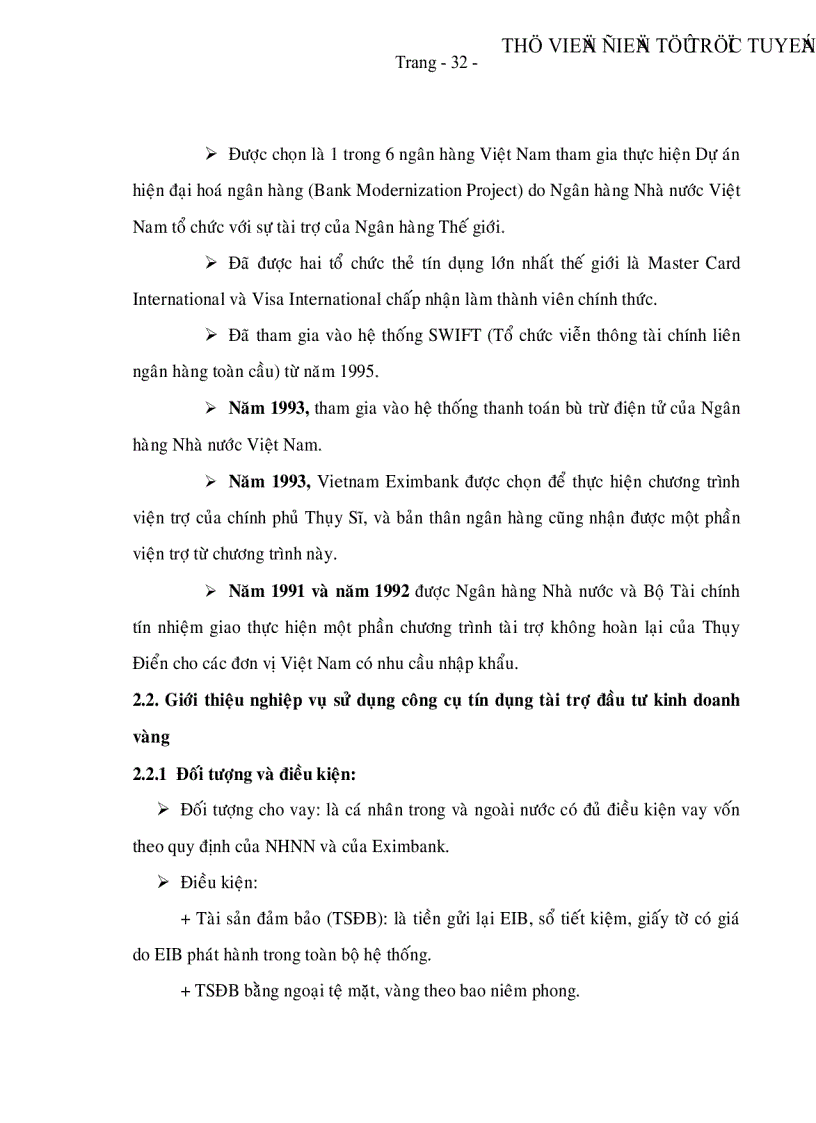 image for page Sử dụng công cụ tín dụng tài trợ đầu tư kinh doanh vàng tại Ngân hàng TMCP Xuất Nhập Khẩu Việt Nam