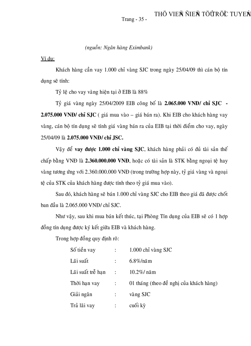 image for page Sử dụng công cụ tín dụng tài trợ đầu tư kinh doanh vàng tại Ngân hàng TMCP Xuất Nhập Khẩu Việt Nam