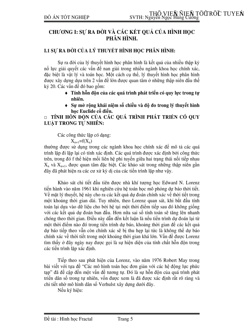 image for page Nghiên cứu về hình học Fractal Viết chương trình cài đặt một số đường và mặt Fractal 35 trang