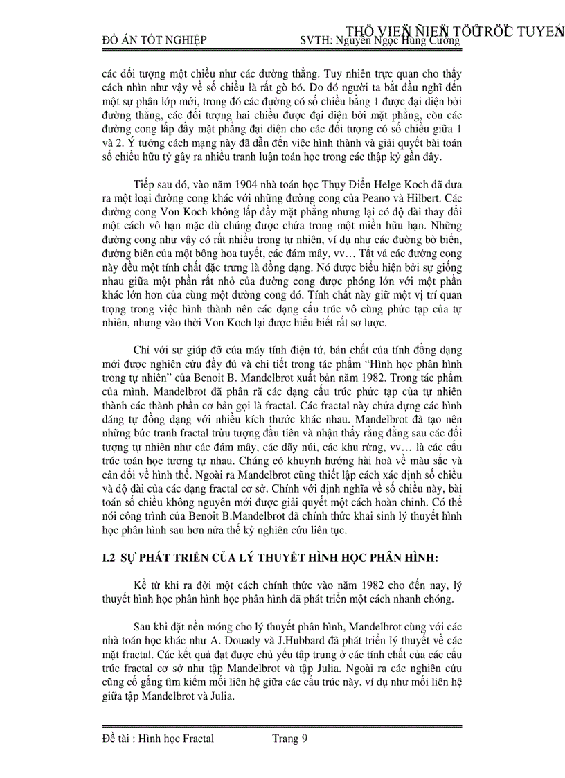 image for page Nghiên cứu về hình học Fractal Viết chương trình cài đặt một số đường và mặt Fractal 35 trang