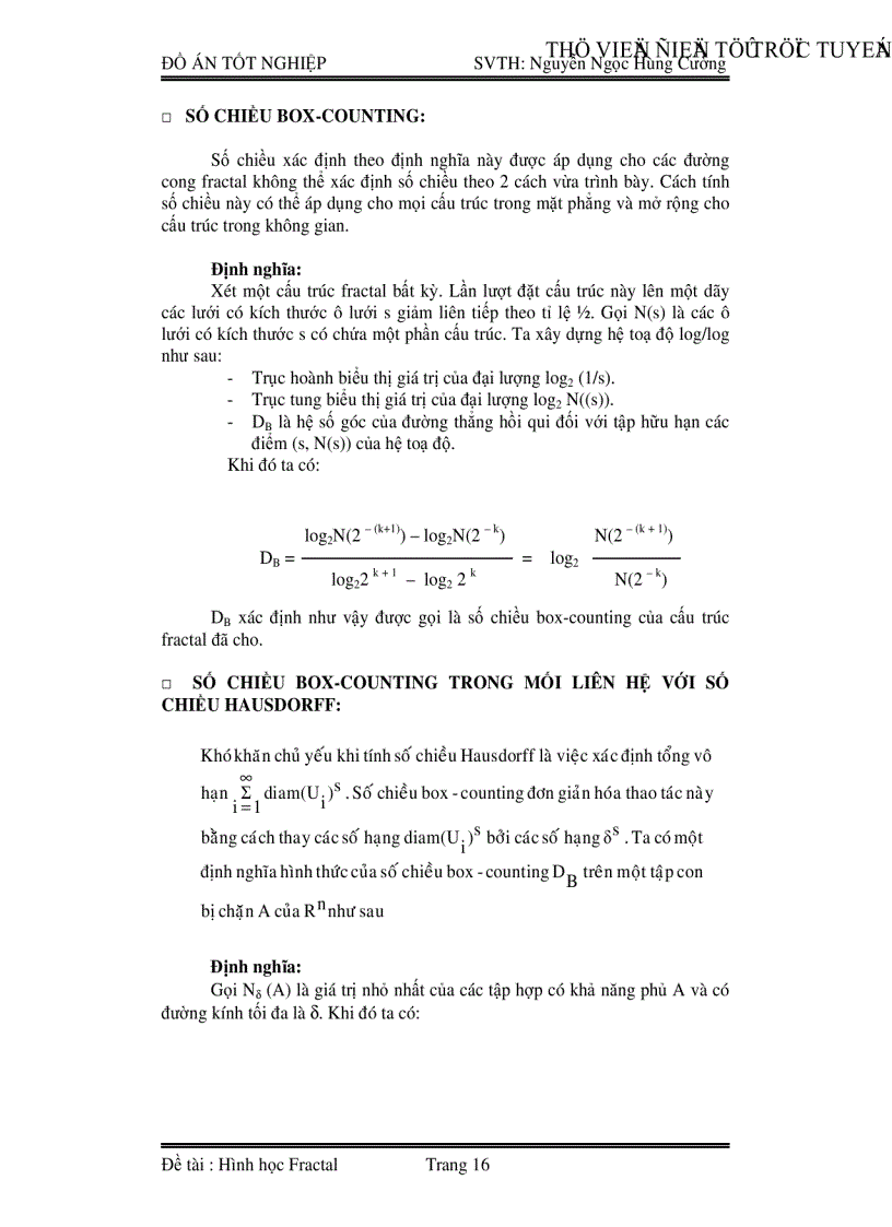 image for page Nghiên cứu về hình học Fractal Viết chương trình cài đặt một số đường và mặt Fractal 35 trang