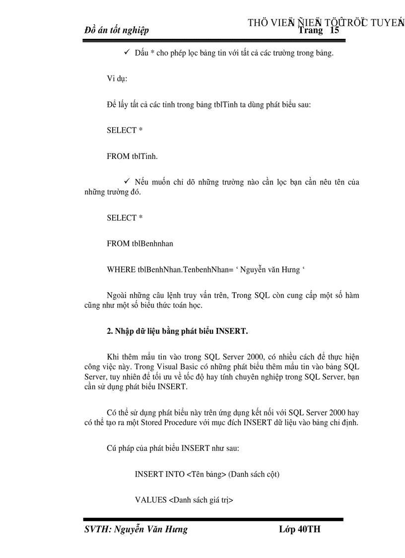 image for page Phân tích và cài đặt chương trình quản lý bệnh nhân tại bệnh viện Khánh Hoà