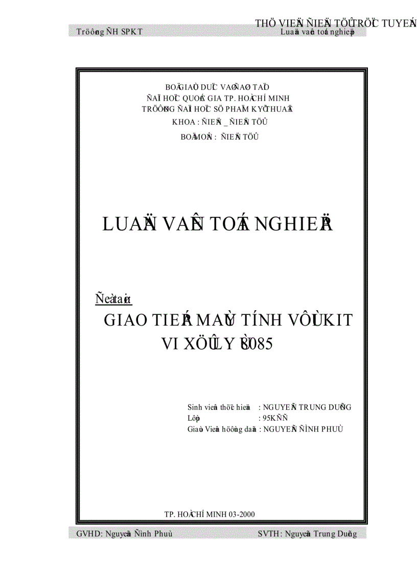 Giao tiếp máy tính với vi xử lý 8085