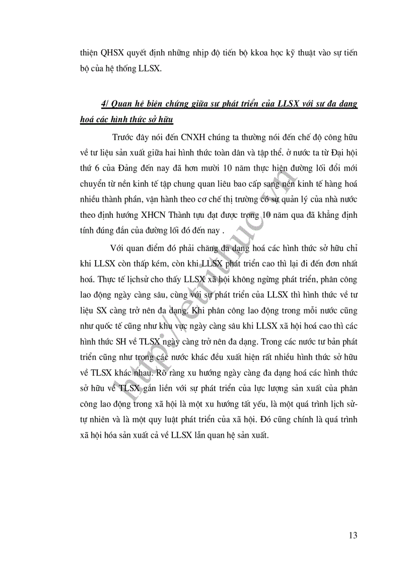 image for page Quan hệ biện chứng giữa sự phát triển của LLSX và sự đa dạng hoá các loại hình sở hữu