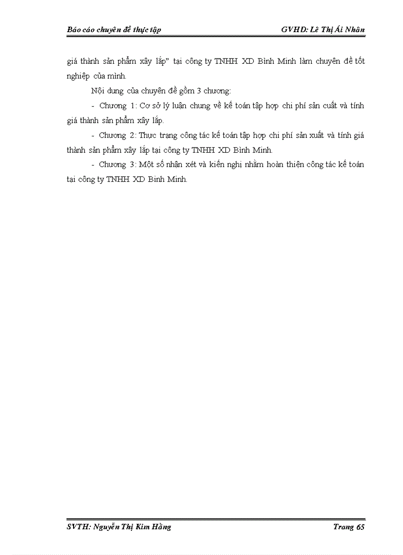 image for page Thực trạng công tác kế toán tập hợp chi phí sản xuất và tính giá thành sản phẩm xây lắp tại công ty TNHH XD Bình Minh