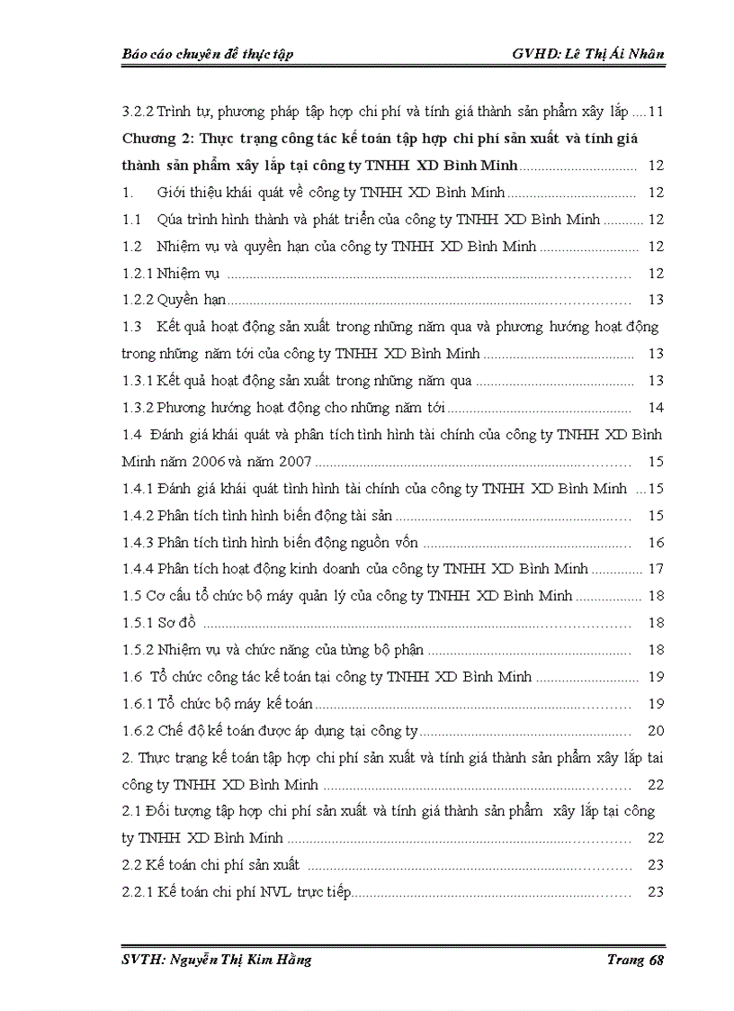 image for page Thực trạng công tác kế toán tập hợp chi phí sản xuất và tính giá thành sản phẩm xây lắp tại công ty TNHH XD Bình Minh