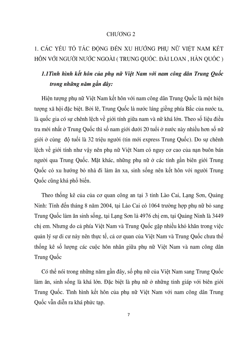 image for page Các yếu tố tác động đến xu hướng phụ nữ Việt Nam kết hôn với người nước ngoài Nghiên cứu trường hợp phụ nữ Việt Nam kết hôn nam công dân Trung Quốc Đài Loan Hàn Quốc